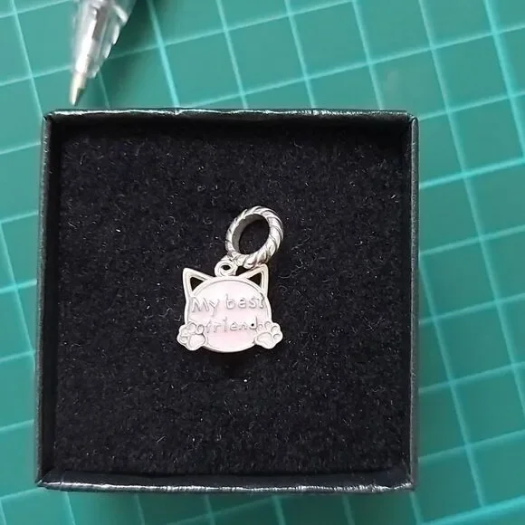 925 Silver Kitty Dangle Charm - Picture 3 of 6
